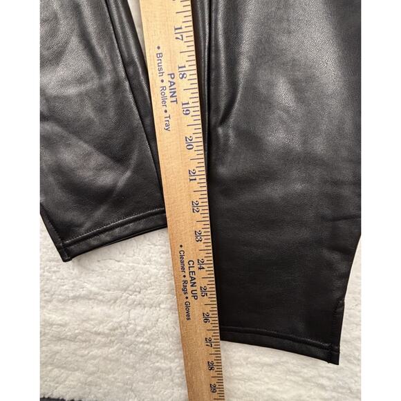 HUE Faux Leather Leggings M Black Split Hem NWT $48 - Picture 2 of 10